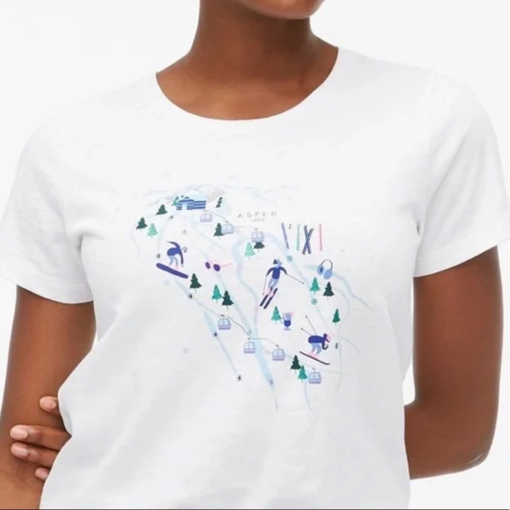 J. Crew Aspen Ski Map Tee sz M